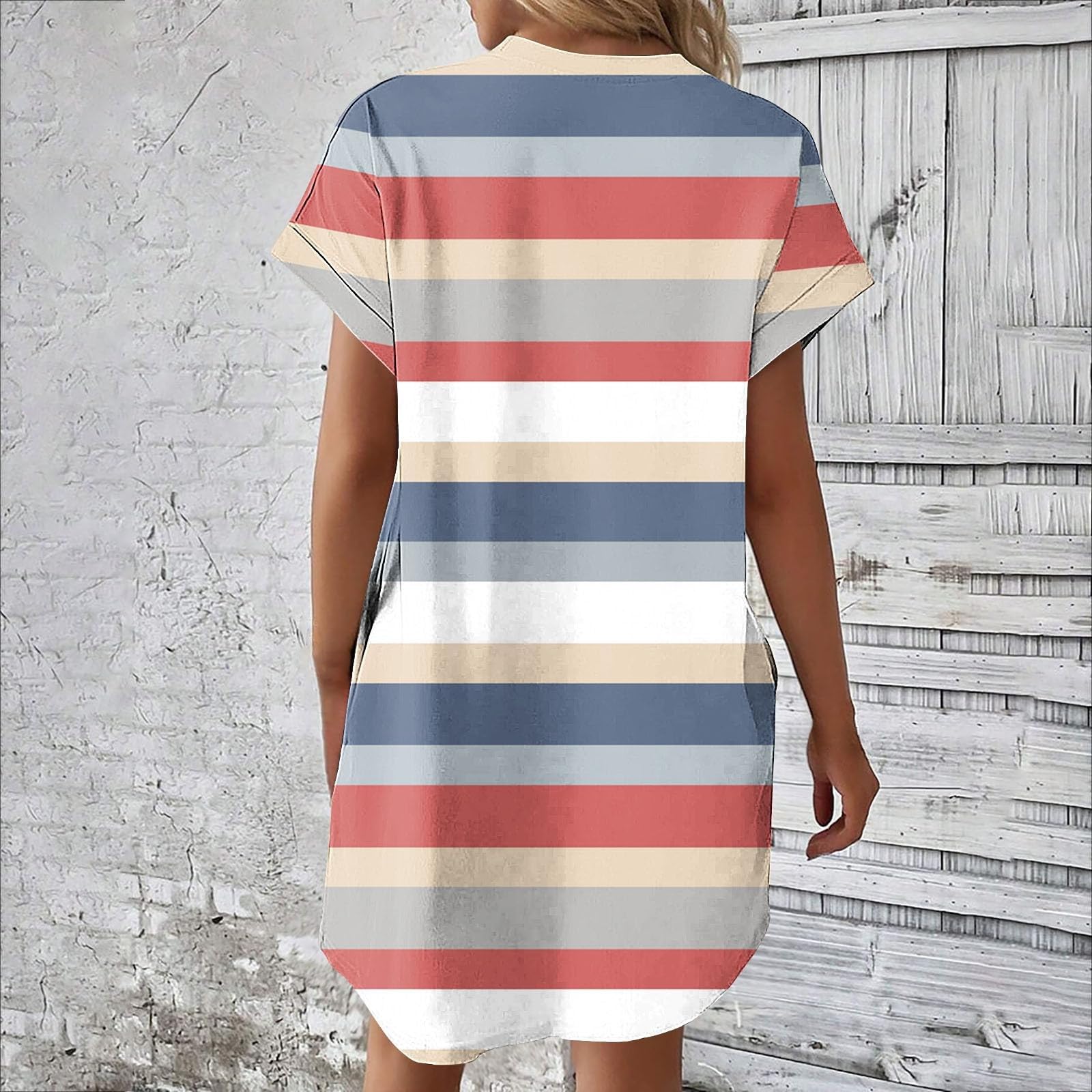 2025 Women's Summer Dresses - Solid Color Crewneck Short Sleeve T-Shirt Dress | Loose Fit Beach Vacation Mini Dress for Casual Outings, Pool Parties & Tropical Getaways
