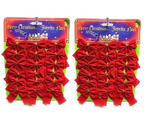 36 Mini Red Christmas Bows - 2.5
