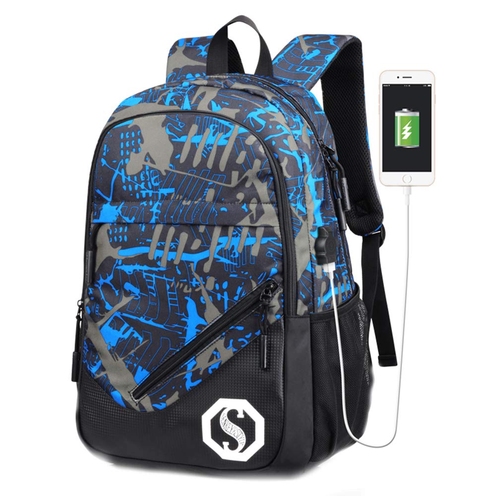 USB Charging Luminous Backpack - Waterproof Anti-Theft Laptop Tablet Bag for Men Women & Kids - Perfect for School, Travel, and Outdoor Adventures