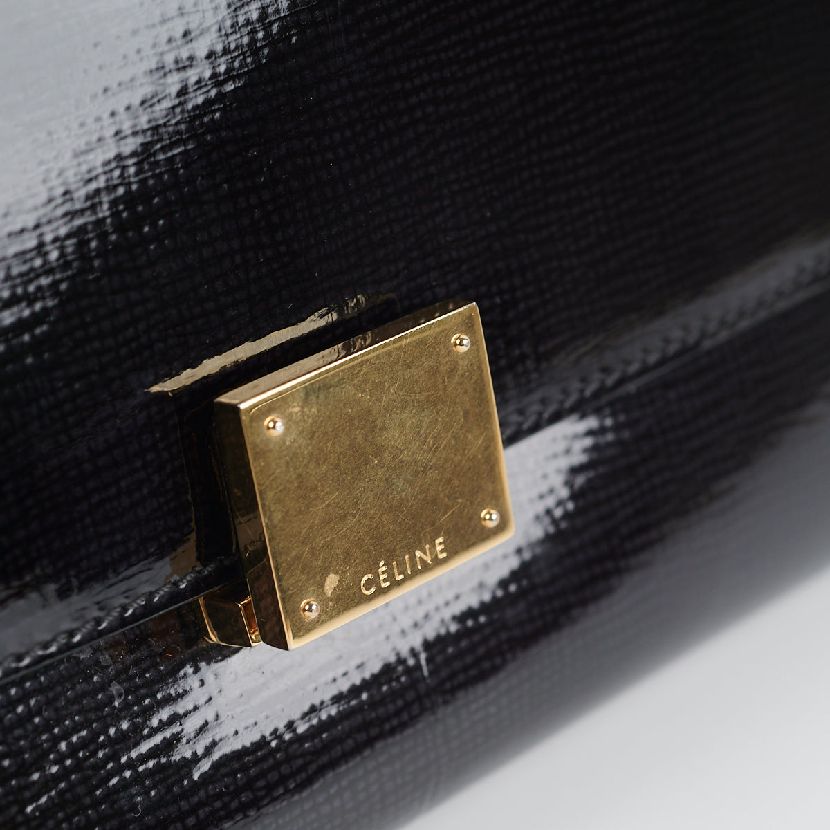 Celine Trapeze Patent Leather Medium Shoulder Bag in Black - Perfect for Work, Travel & Everyday Use