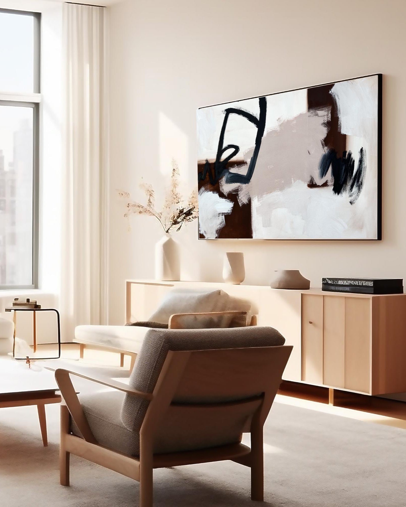 Zen Original Painting - 150x100cm Large Abstract Wall Art for Living Room & Office Decor | Handmade Canvas Artwork | Modern Home Decoration