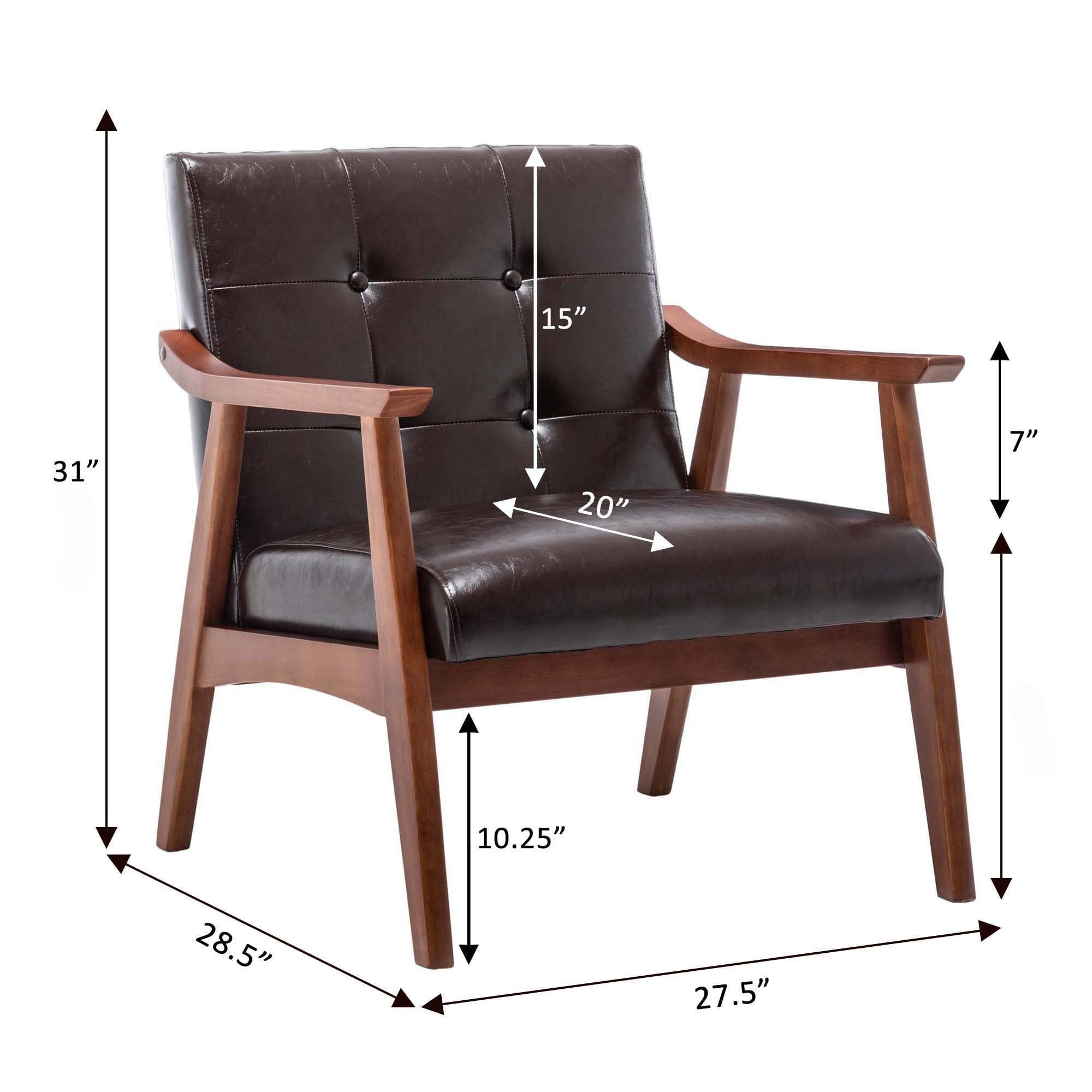 Convenience Concepts Take a Seat Natalie Accent Chair - Espresso Faux Leather Upholstered Living Room Chair for Home, Office & Lounge - Comfortable Modern Seating with Sturdy Frame