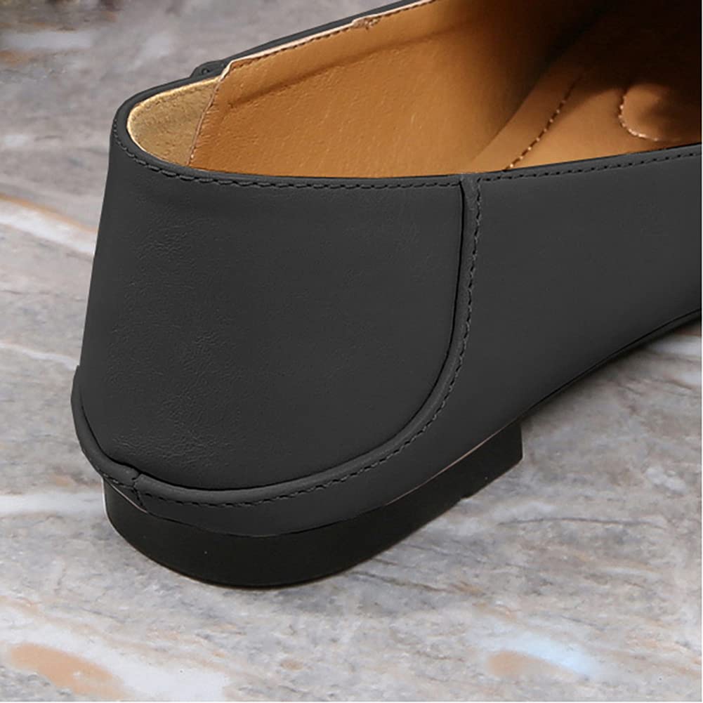 Lutalica Women's Fashion Pointed Toe Tassel Slip-On Loafers - Casual Backless Bowknot Ballet Flats for Work, Office & Daily Wear