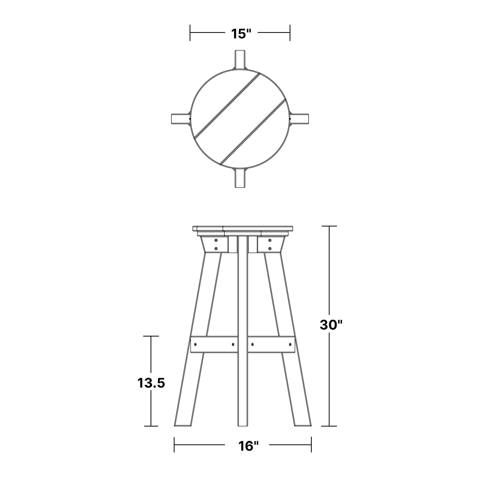 Vintage Heritage Bar Stool - Solid Wood Counter Height Stool with Backrest - Perfect for Kitchen Island, Home Bar & Breakfast Nook