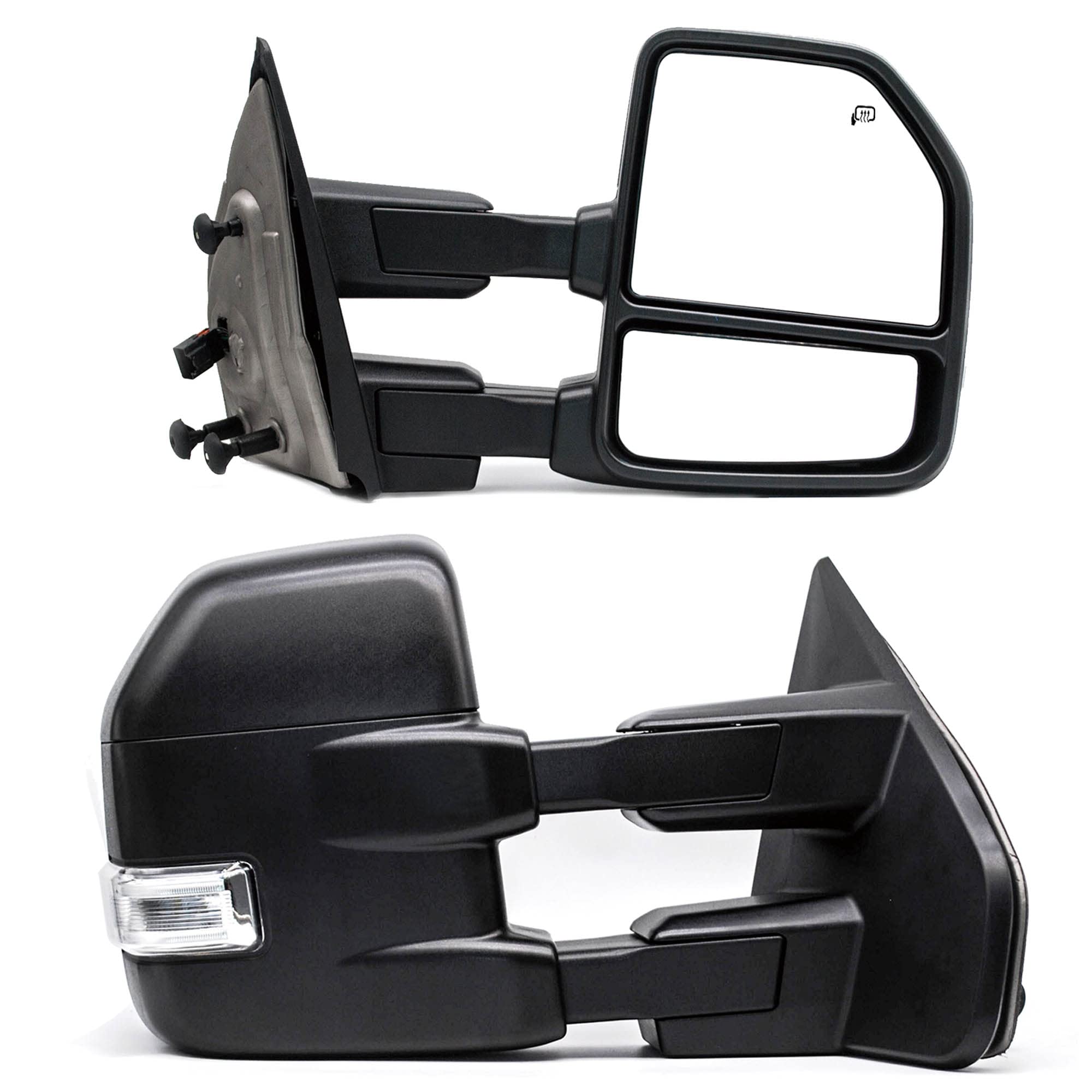 BOOLEE Power Heated Towing Mirrors with LED Turn Signal & Puddle Lights - Manual Folding Black Housing - Compatible with 2004-2014 Ford F150 Pickup Truck (Driver & Passenger Side) - Perfect for Towing, Off-Roading & Night Driving