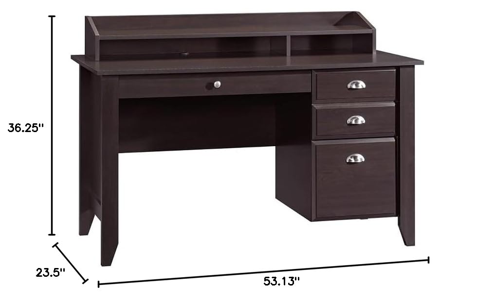 Pemberly Row Transitional 3-Drawer Wood Computer Desk in Mahogany - Home Office Desk with Storage for Small Spaces, Study & Work from Home