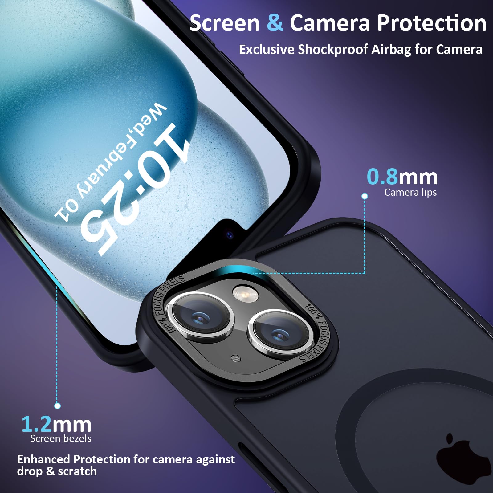 DMDMBATH Magnetic iPhone 15 Case with MagSafe Compatibility - Military Grade Drop Protection, Slim Matte Translucent Protective Cover for iPhone 15 (Black) - Perfect for Everyday Use, Travel & Outdoor Activities