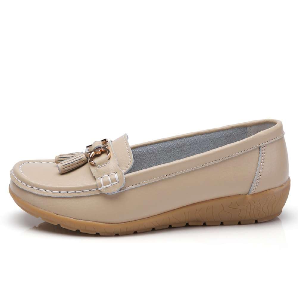 **Women's Genuine Leather Platform Loafers – Classic Slip-On Casual Shoes for Women with Soft Sole & Comfortable Fit – Perfect for Office, Travel & Everyday Wear**