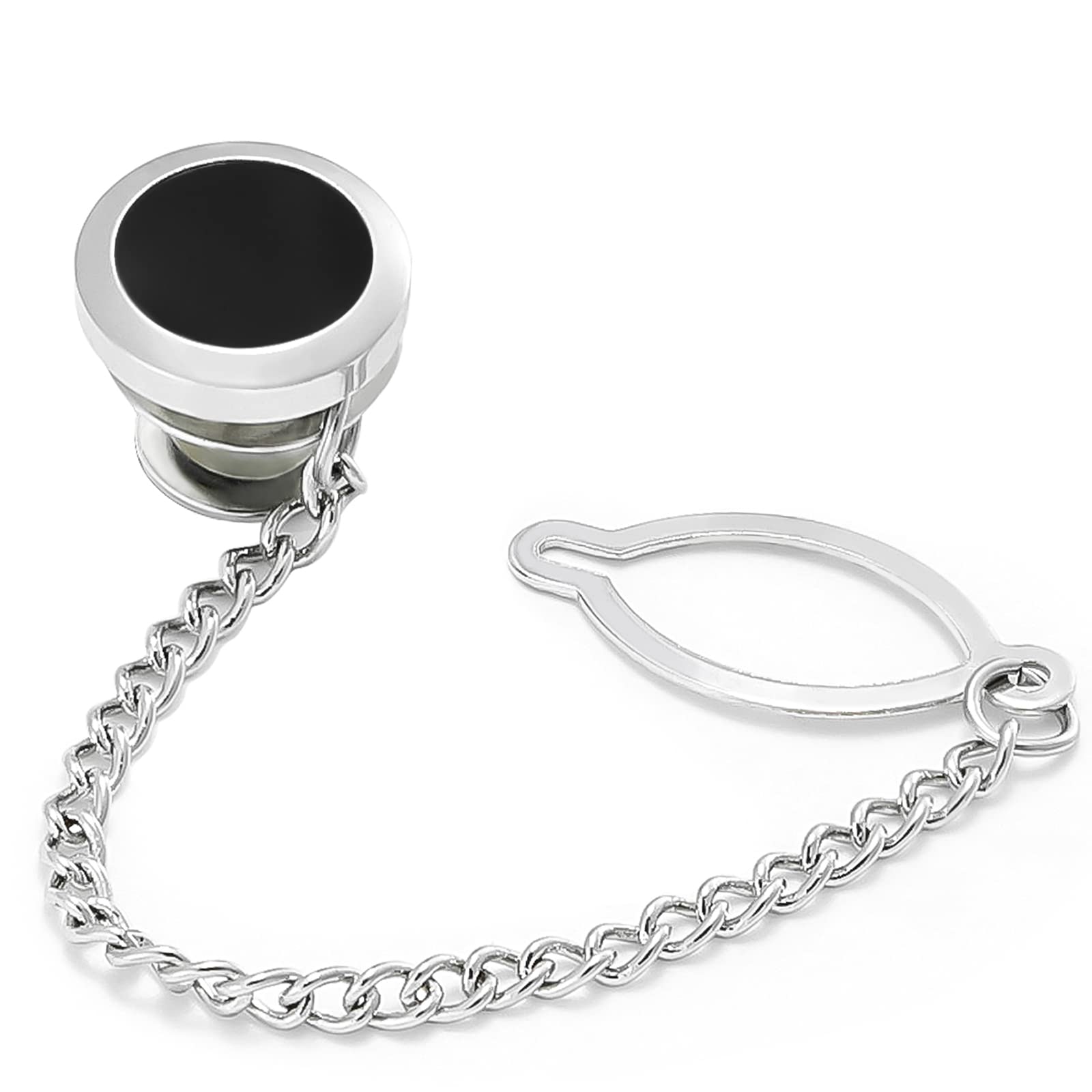 Silver Tie Pins for Men with Chain - Elegant Wedding & Business Gift