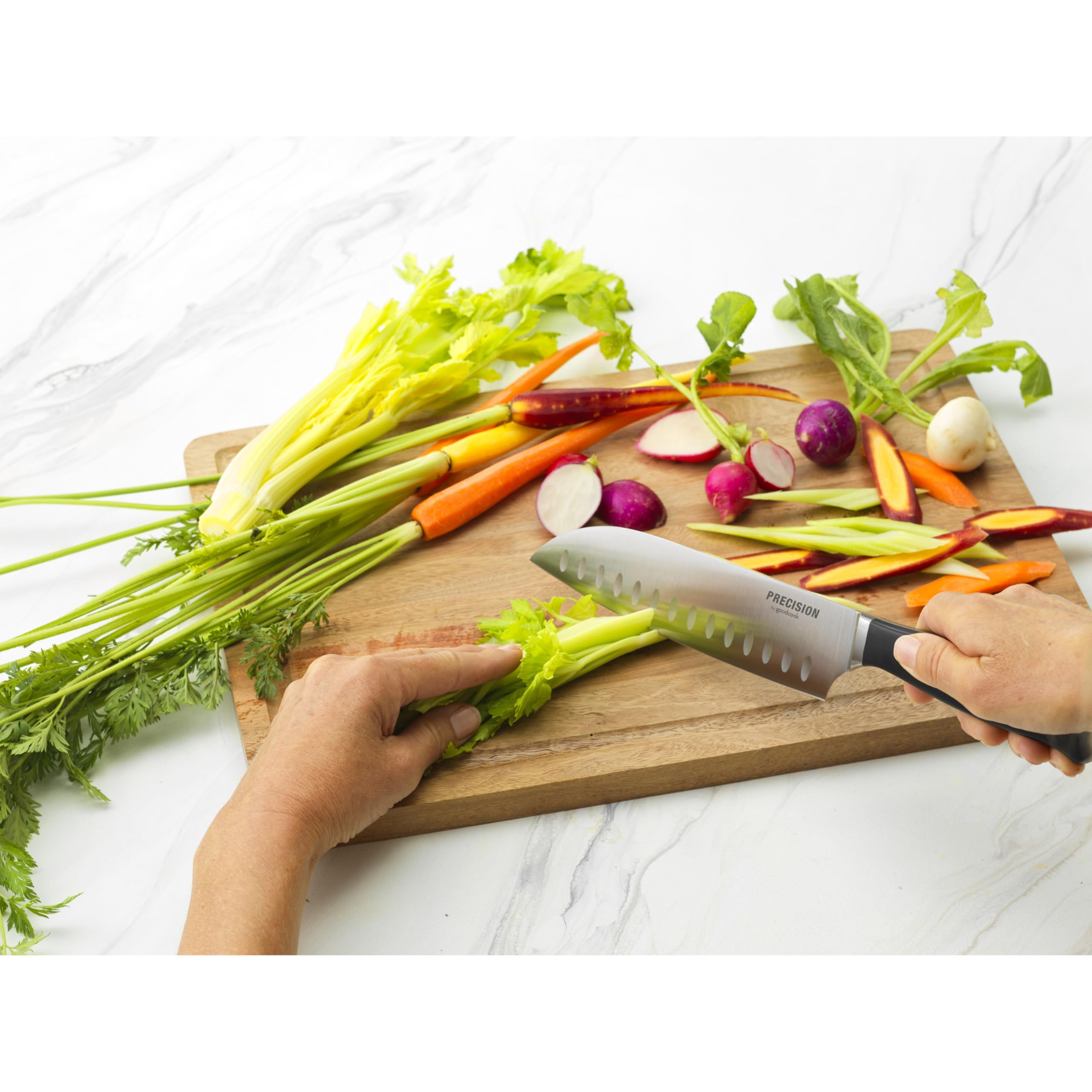 GoodCook Precision Santoku Knife 7 Inch - Ultra Sharp Japanese Kitchen Knife for Slicing, Dicing & Chopping - Perfect for Vegetables, Meat & Sushi - Ergonomic Handle for Comfortable Cooking