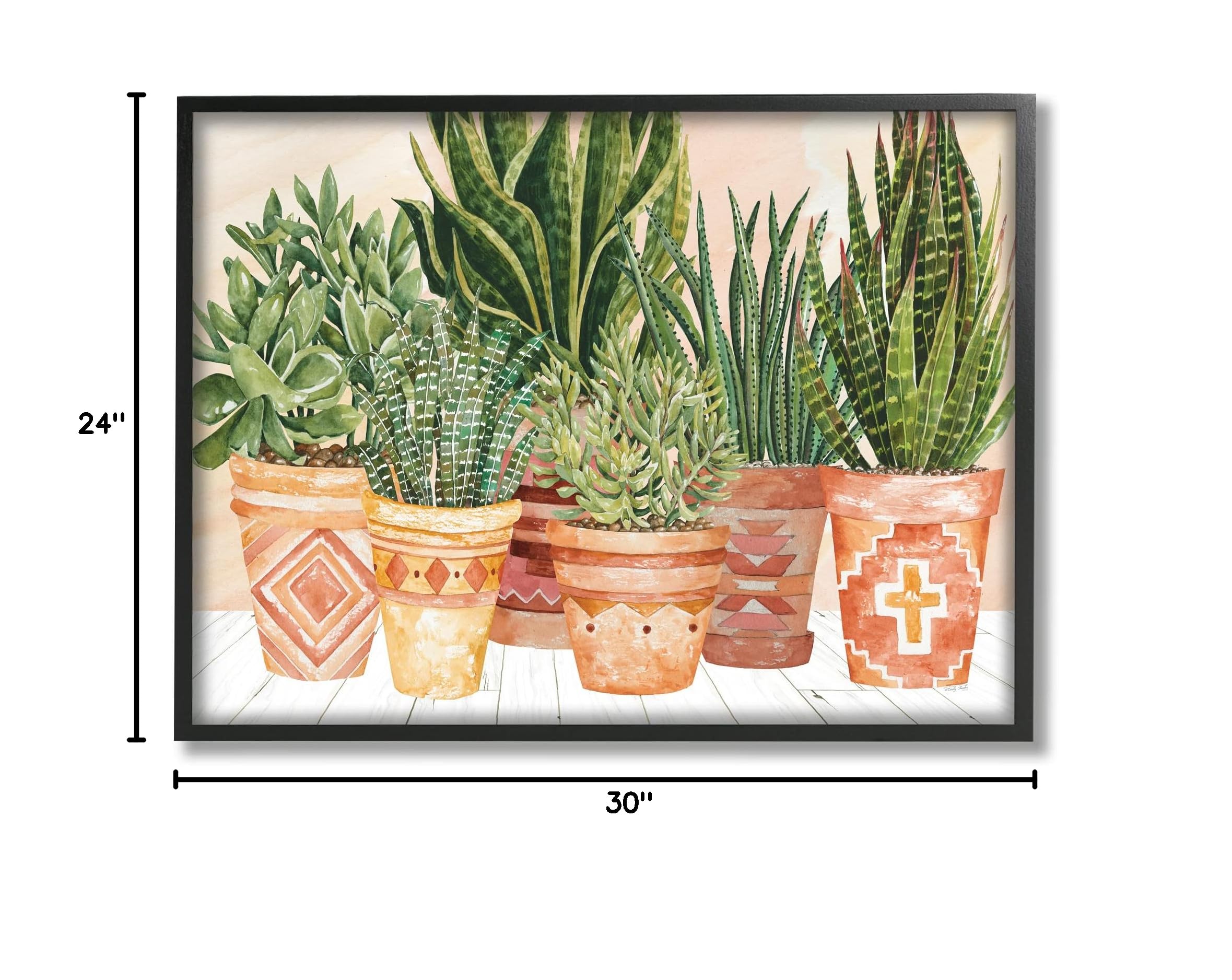 Stupell Industries Boho Indoor Plant Wall Art - Green Botanical Framed Print for Living Room Decor, 30 x 24 Inches | Perfect for Home Office, Bedroom & Boho Style Interior Design