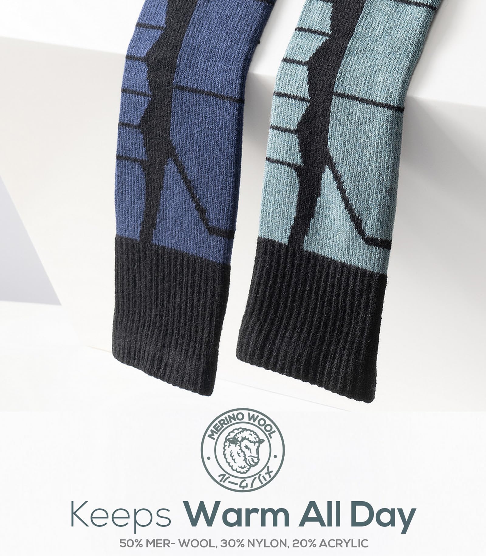 Premium Merino Wool Ski Socks for Men & Women - Thermal Over-the-Calf Winter Socks for Skiing, Snowboarding & Cold Weather Outdoor Activities - Warm & Breathable Hiking Socks for Snow Sports & Winter Adventures