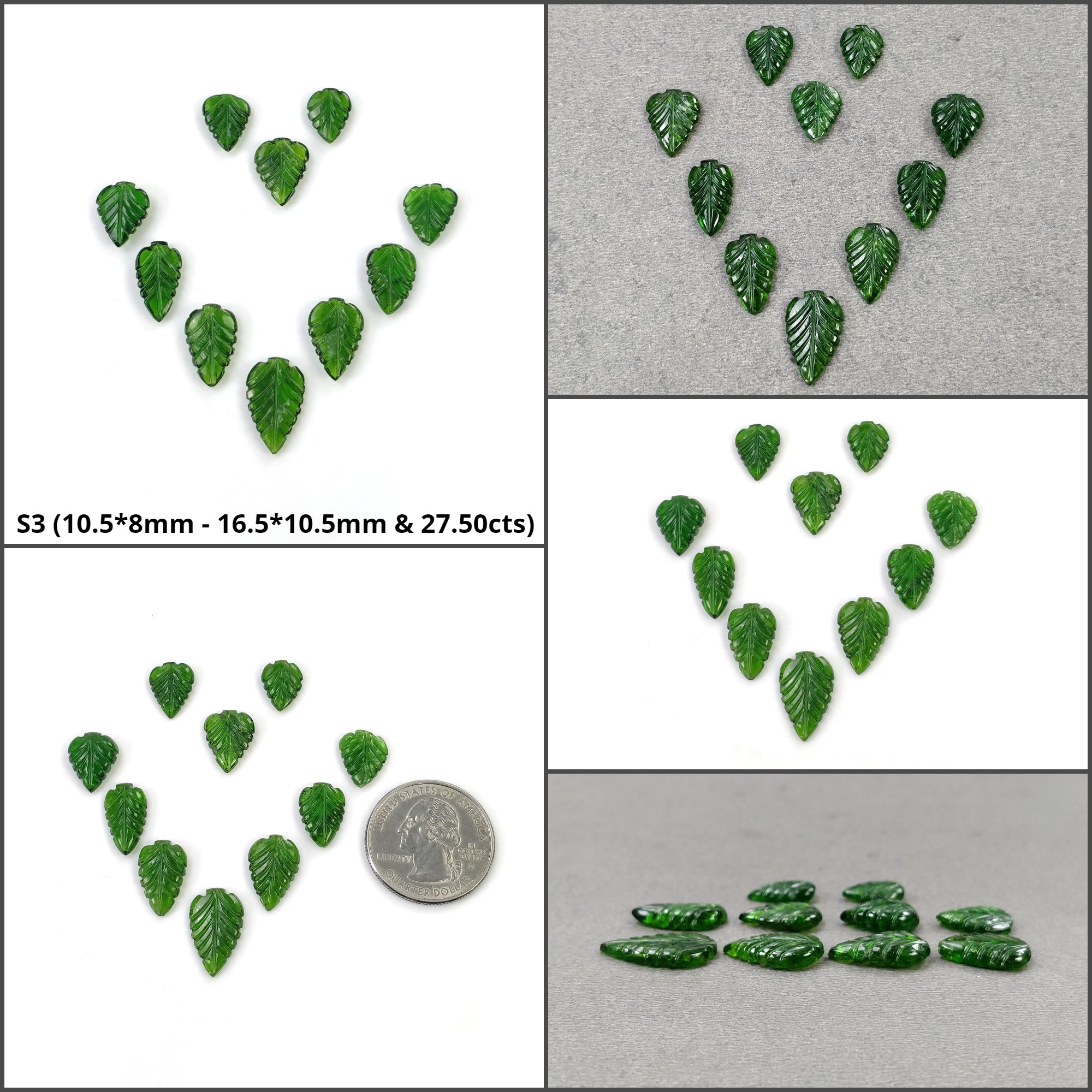 Natural Green Chrome Diopside Gemstone Carving - Handcrafted Leaf Pendant (6pcs/7pcs/10pcs) | Healing Crystal Jewelry for Meditation, Energy Work & Spiritual Gifts