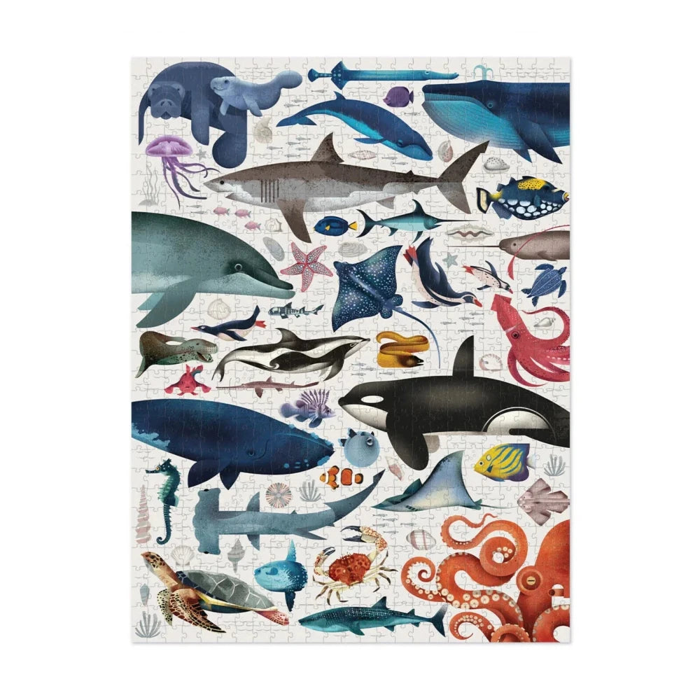 World of Ocean Animals 750 Piece Jigsaw Puzzle – Fun & Educational Marine Life Puzzle for Kids & Adults, Perfect for Family Game Night & Classroom Activities