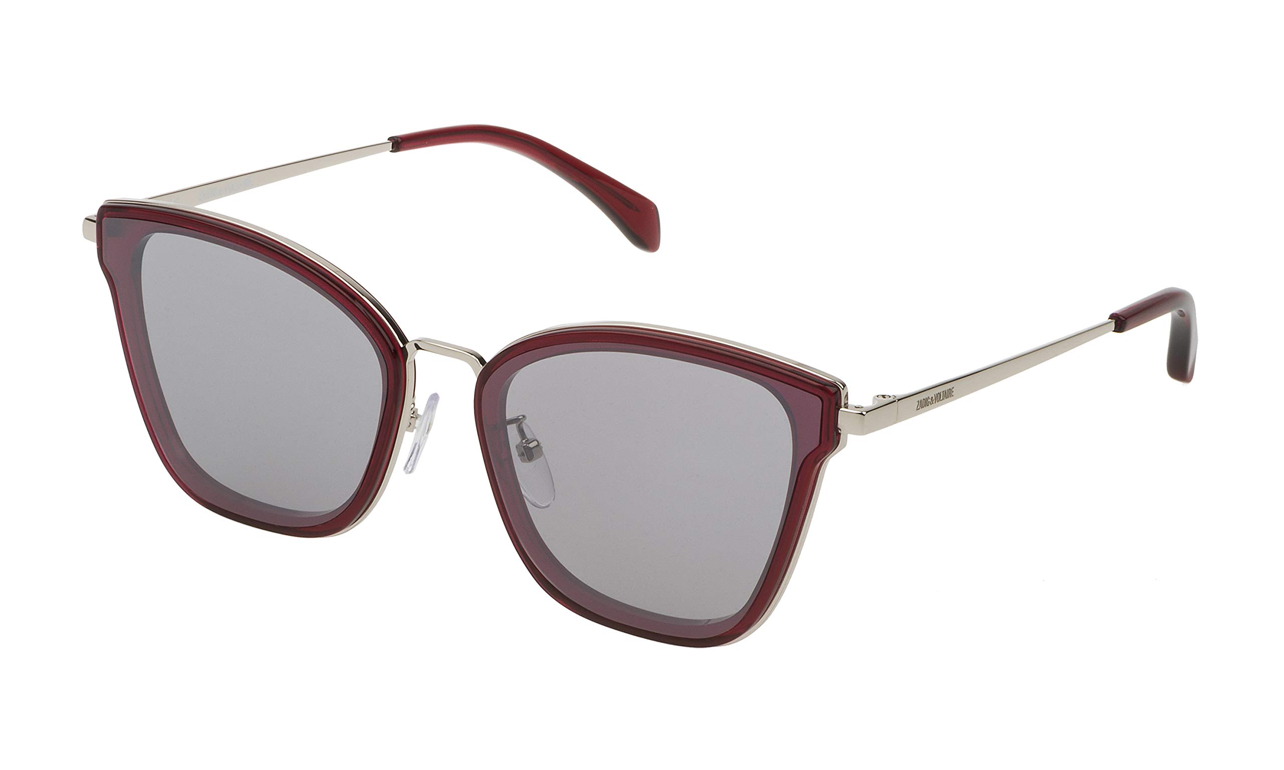 ZADIG&VOLTAIRE Women's Polarized Fashion Sunglasses SZV19559AFDV - Shiny Transparent Raspberry Frame for Driving, Beach & Outdoor Activities