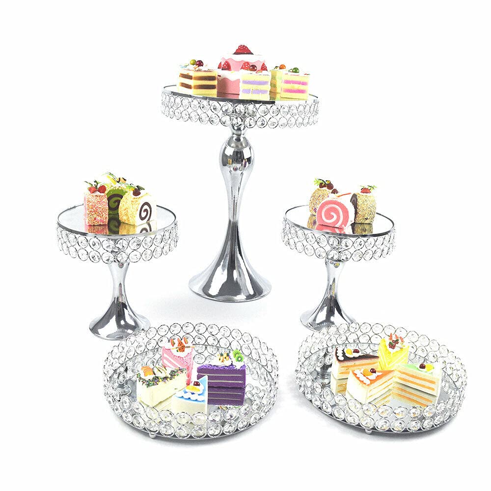 11-Piece Silver Crystal Cake Stand Set - Elegant Cupcake Holder & Dessert Display Tower for Wedding, Party, and Pastry Decorations - Perfect for Table Centerpieces and Sweet Treat Presentations