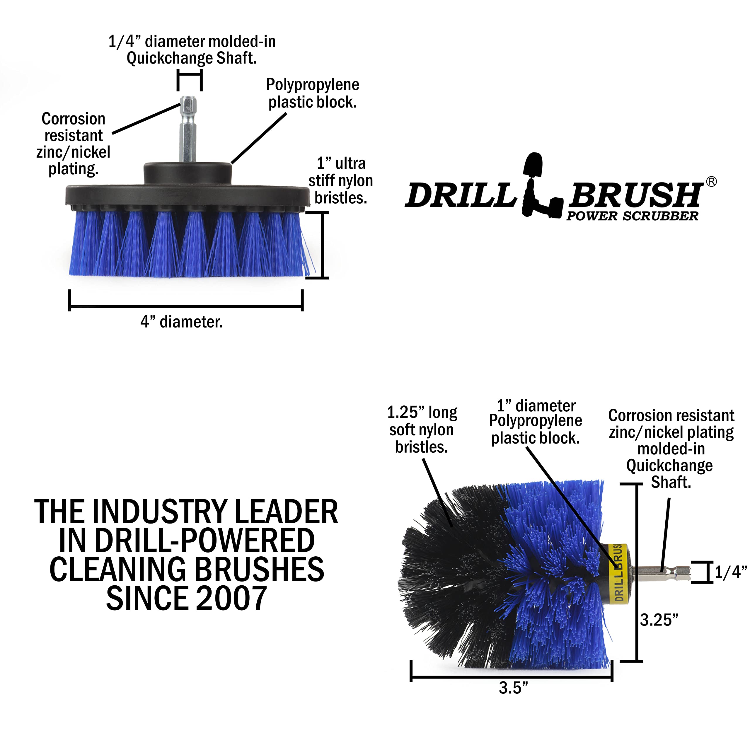 5-Piece Drillbrush Kit for Pool & Boat Cleaning - Hull Cleaner Accessories for Marine Vessels