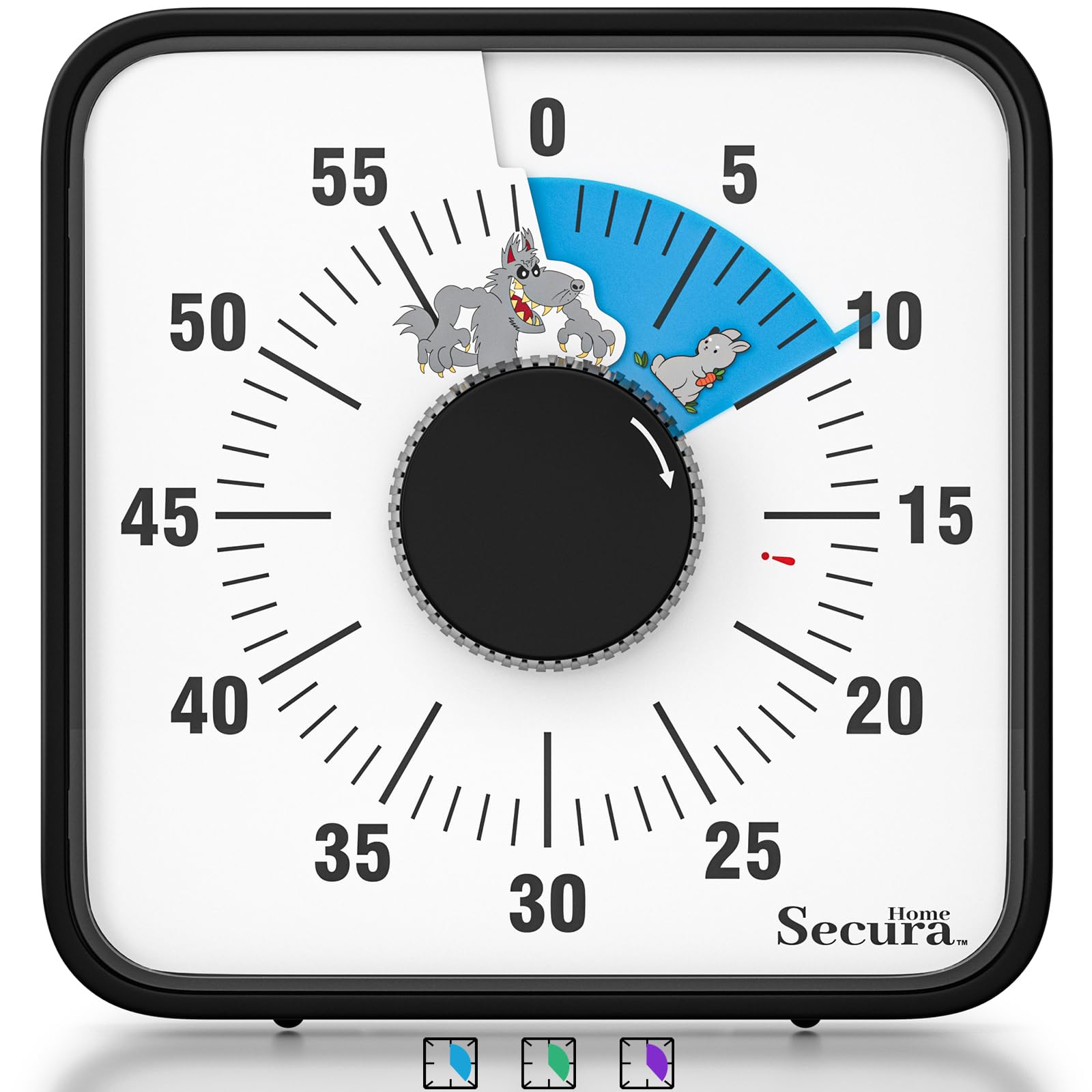 7.5 Inch Large Visual Timer for Kids - 60 Minute Countdown Clock with Cartoon Design, Mechanical Time Management Tool for Classroom, Homework & Parenting (Blue)