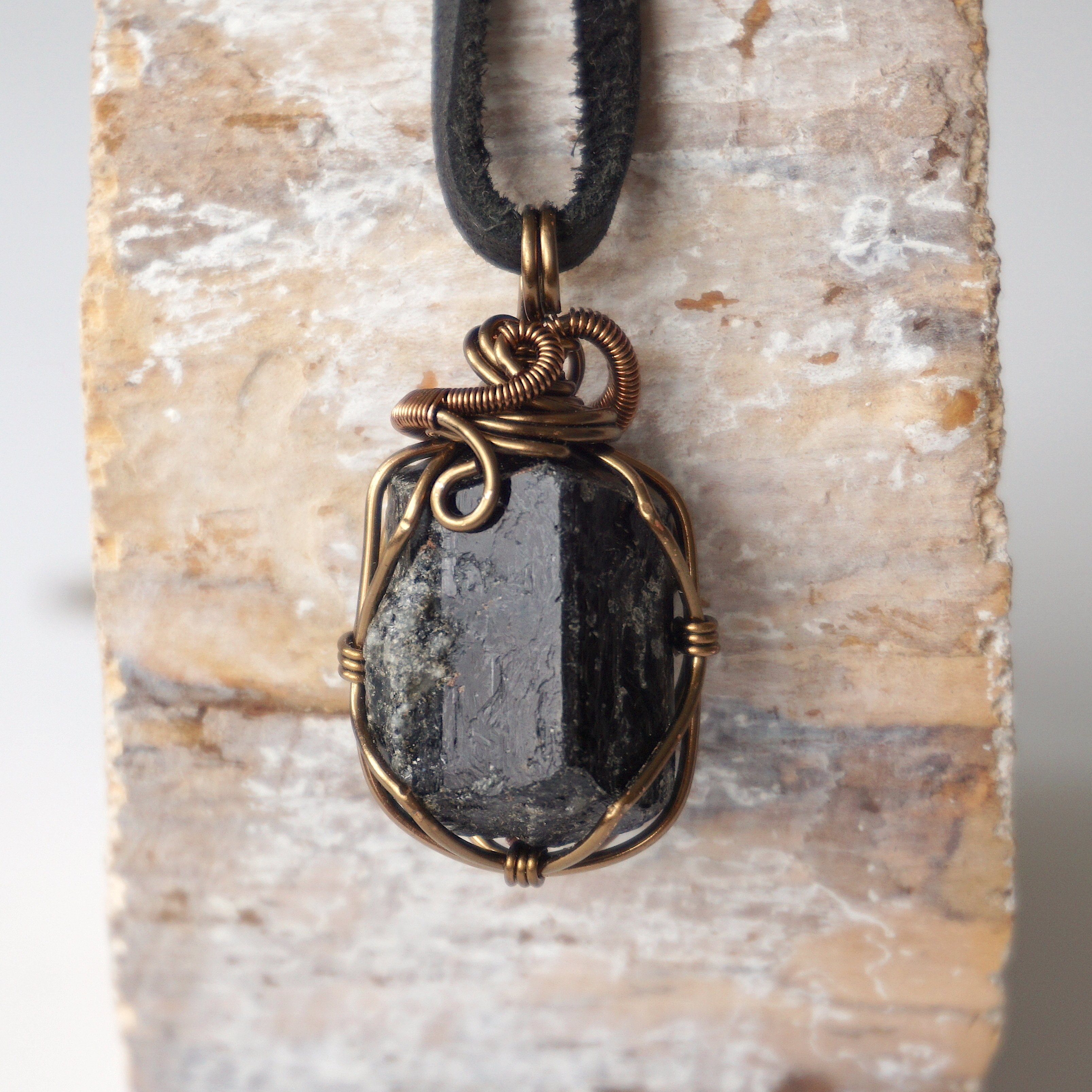 Raw Black Tourmaline Necklace with Antique Bronze Pendant - Natural Healing Crystal Jewelry for Protection, Grounding & Positive Energy | Perfect for Meditation, Yoga & Spiritual Gifts