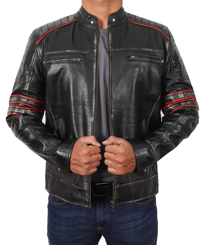 Vintage Distressed Leather Motorcycle Jacket for Men | Cafe Racer Style for Urban Riding