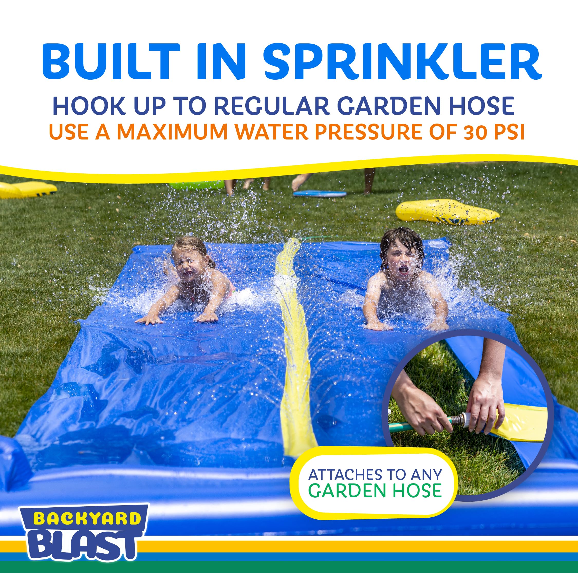 BACKYARD BLAST Heavy Duty 30ft Giant Inflatable Waterslide for Adults & Kids - Large Outdoor Water Play Slide with Splash Zone & Inflatable Riders - Perfect for Summer Parties, Backyard Fun, and Family Gatherings