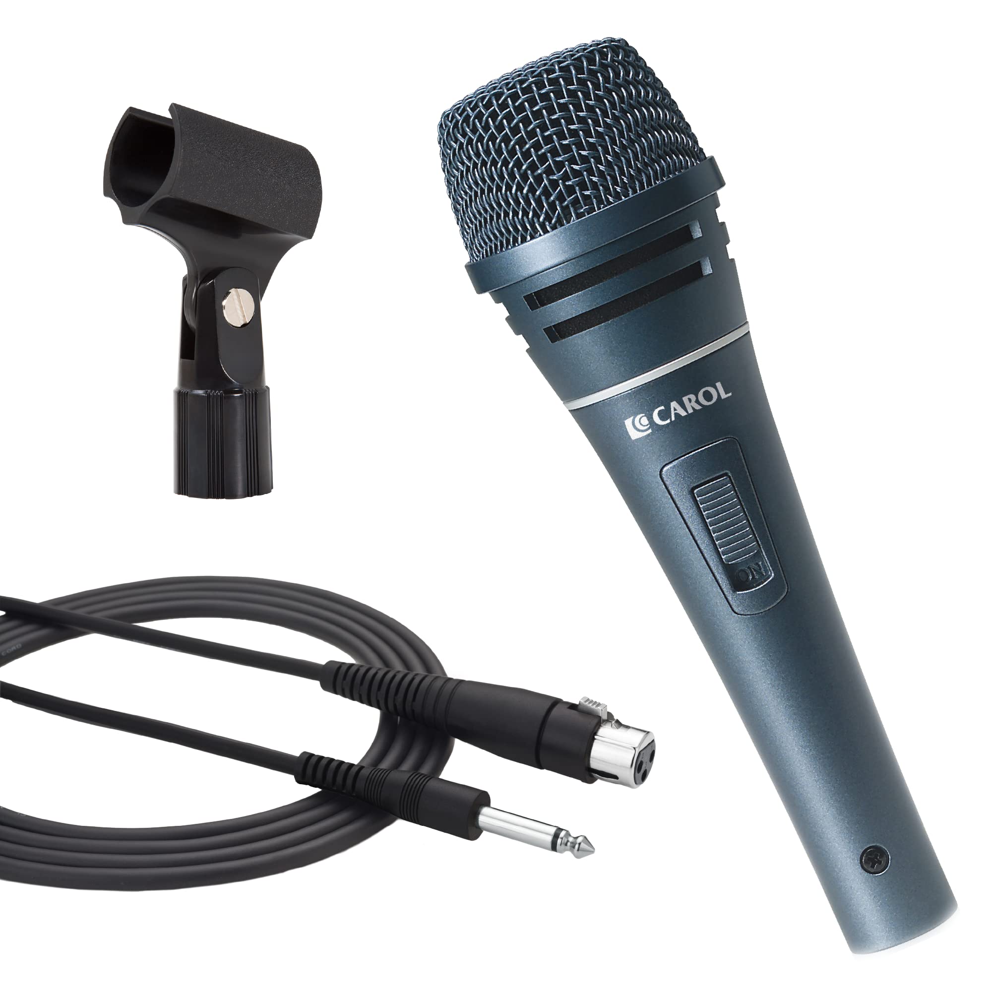 CAROL Sigma-plus1 XLR Wired Vocal Microphone - Professional Dynamic Supercardioid Mic with Dual Shock Mount for Studio Recording, Live Performances & Podcasting (Includes Mic Clip, 14.8ft XLR Cable & On/Off Switch) - Perfect for Singers, Streamers & Content Creators