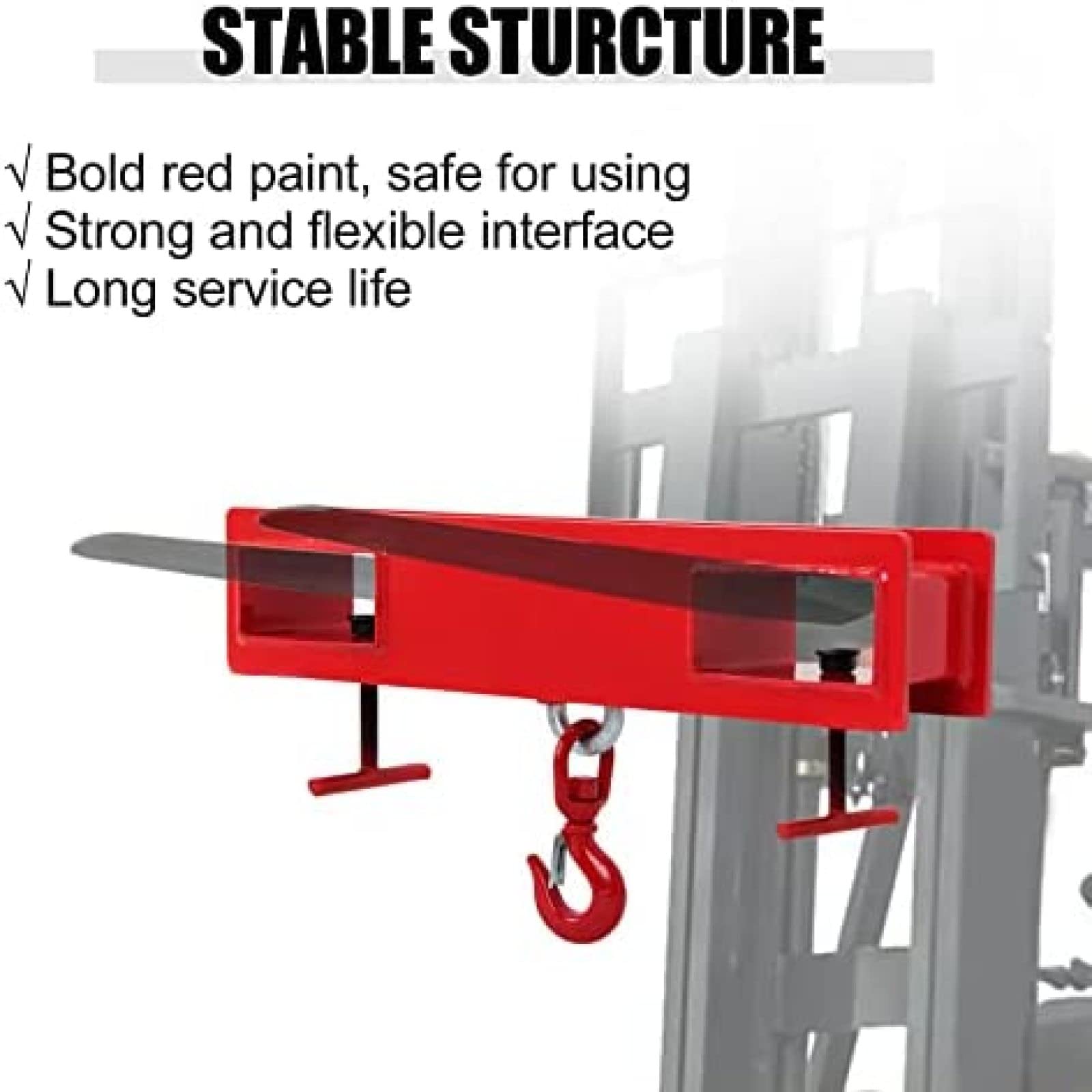 MELEG 2 Ton Forklift Lifting Hook Attachment - Heavy Duty Red Steel Forks for Warehouse, Construction & Material Handling - Perfect for Lifting Pallets, Equipment & Industrial Loads
