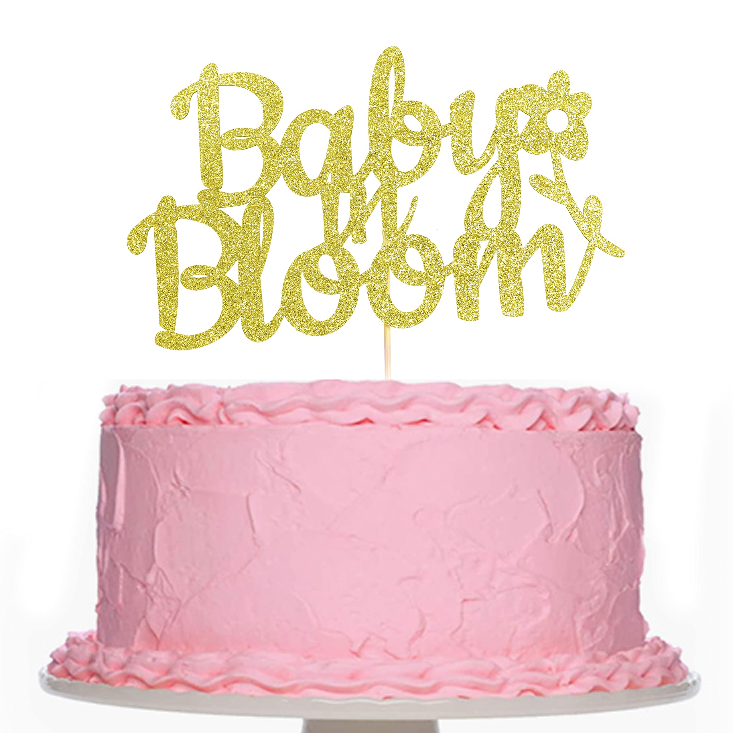 Gold Glitter Baby Cake Topper for Newborn Party - Elegant Smash Cake Decor & Photo Booth Props - Baby In Bloom Theme - Perfect for 1st Birthday, Baby Shower & Gender Reveal Celebrations