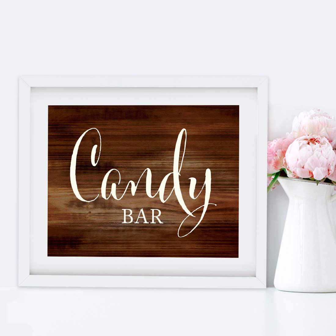 Rustic Wood Wedding Party Signs - 8.5x11 Inch Candy Bar & Dessert Table Sign for Reception - 1 Pack - Perfect for Wedding Decor, Bridal Shower & Candy Buffet Display