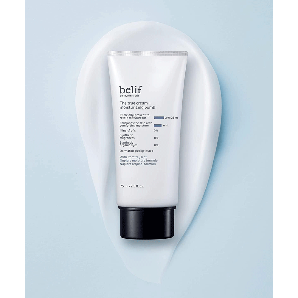 belif The True Cream Moisturizing Bomb 75ml - Intense Hydration Face Moisturizer for Dry Skin | Day & Night Cream for Glowing Skin | Korean Skincare Essentials