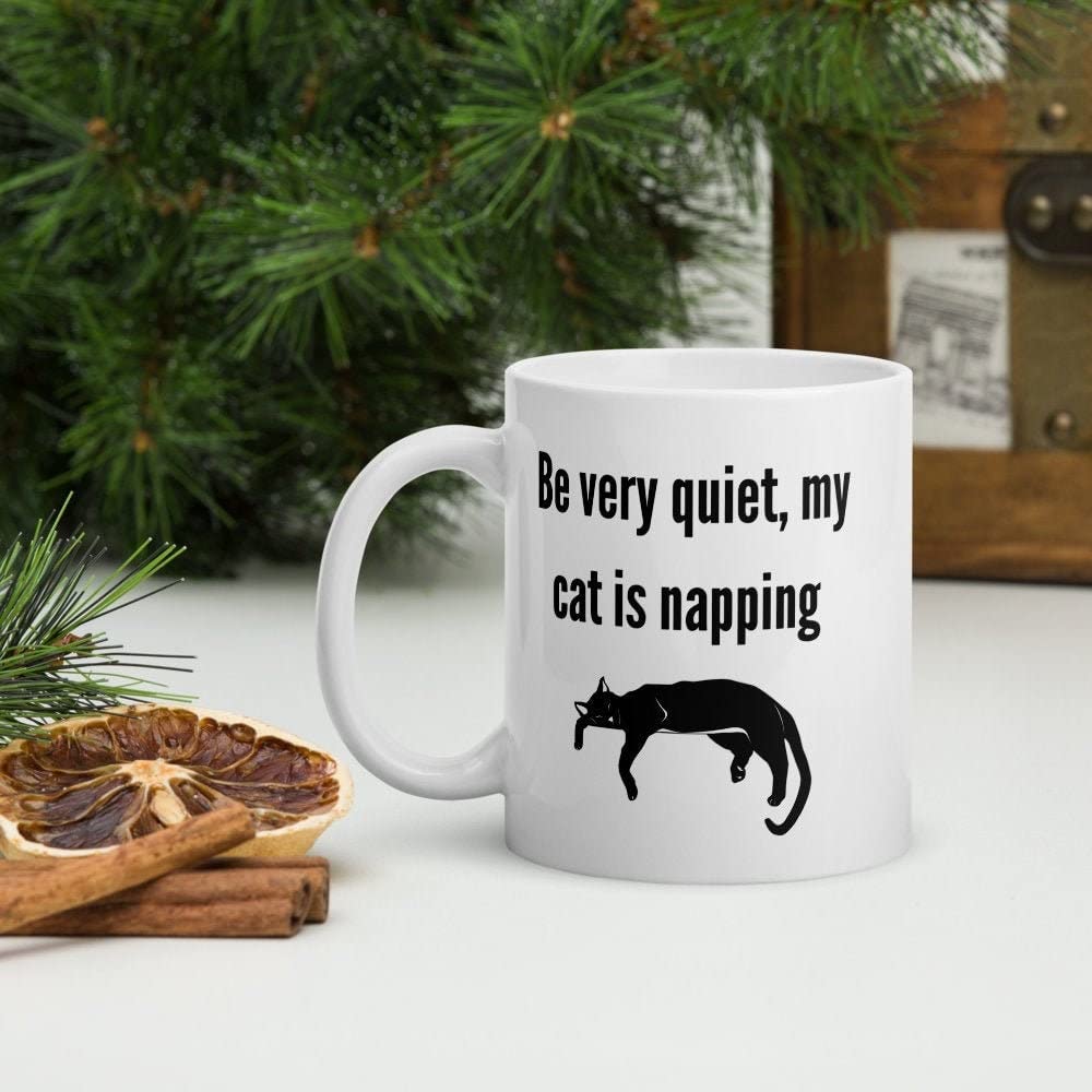 Funny Cat Mug - I Love Cats & Let Them Sleep - Cute Halloween Animal Coffee Cup for Crazy Cat Moms - Perfect Gift for Cat Lovers & Coffee Drinkers at Home or Office
