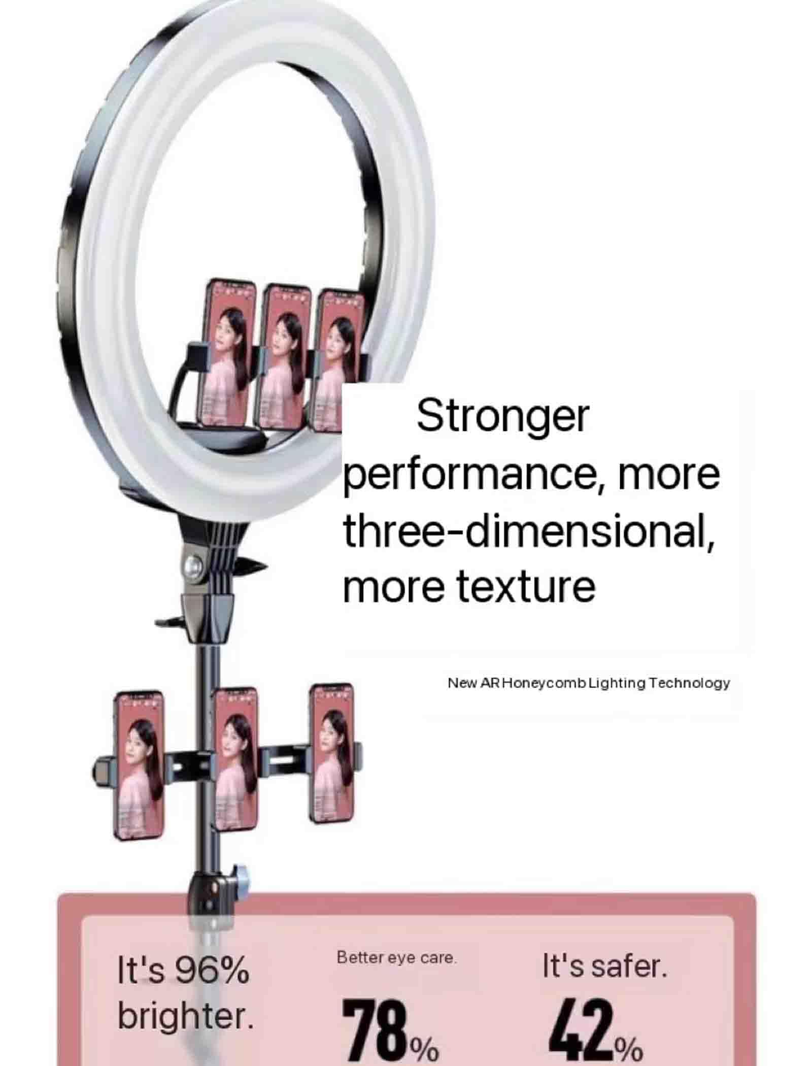 Professional Phone Tripod Stand with Ring Light & Mic Holder - Adjustable Floor Stand for Live Streaming, Vlogging, TikTok, YouTube Videos - Includes 6-Position Sound Card Tray & Phone Mount for Perfect Selfies & Content Creation