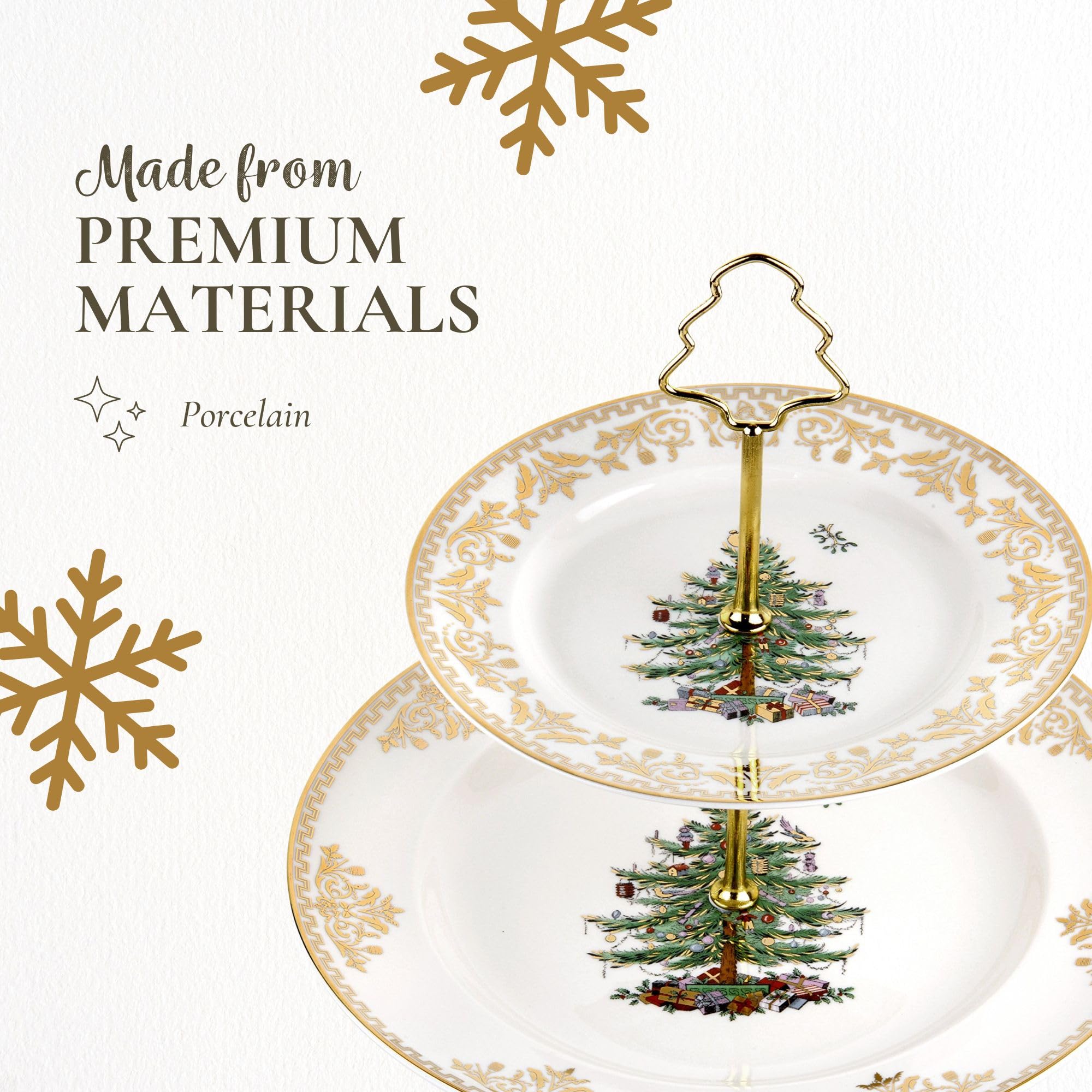 Gold Christmas Tree Cake Stand - Elegant Holiday Dessert Display for Parties, Weddings & Festive Celebrations