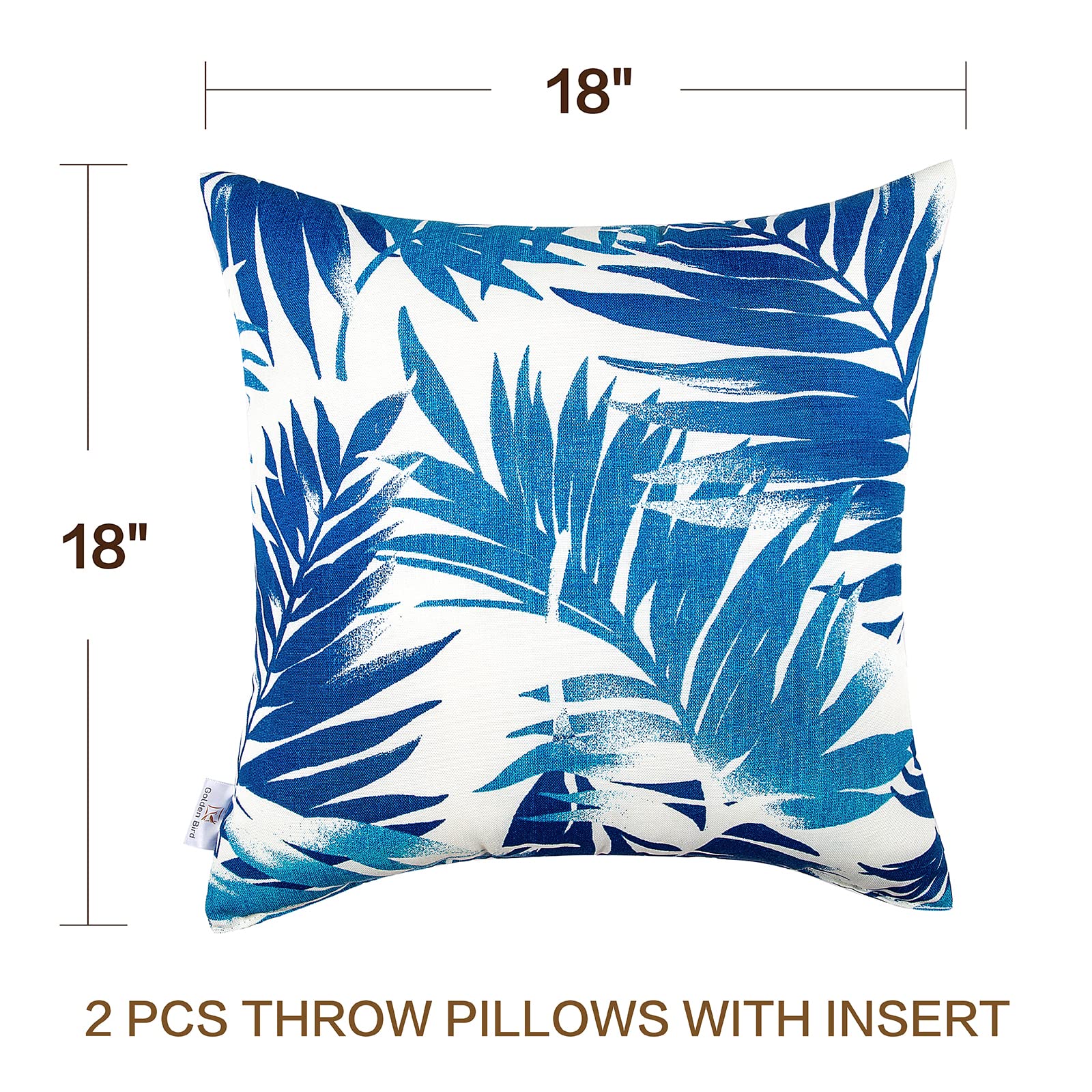 **JMGBird Waterproof Outdoor Pillows Set of 2 - 18×18 Inch Throw Pillows with Insert for Patio Furniture - Perfect for Garden, Deck, Poolside & Outdoor Lounging**
