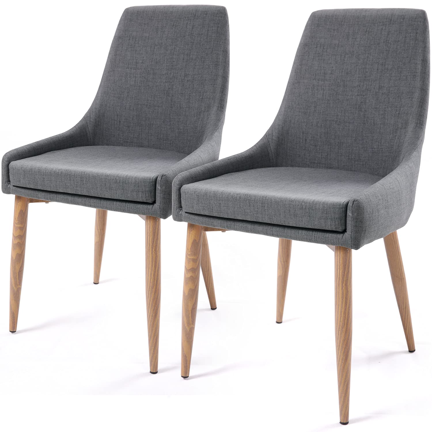 E&D FURNITURE Set of 2 Upholstered Dining Chairs with Metal Legs - Comfortable Fabric Kitchen & Living Room Accent Chairs for Dining Room, Kitchen, and Home Decor
