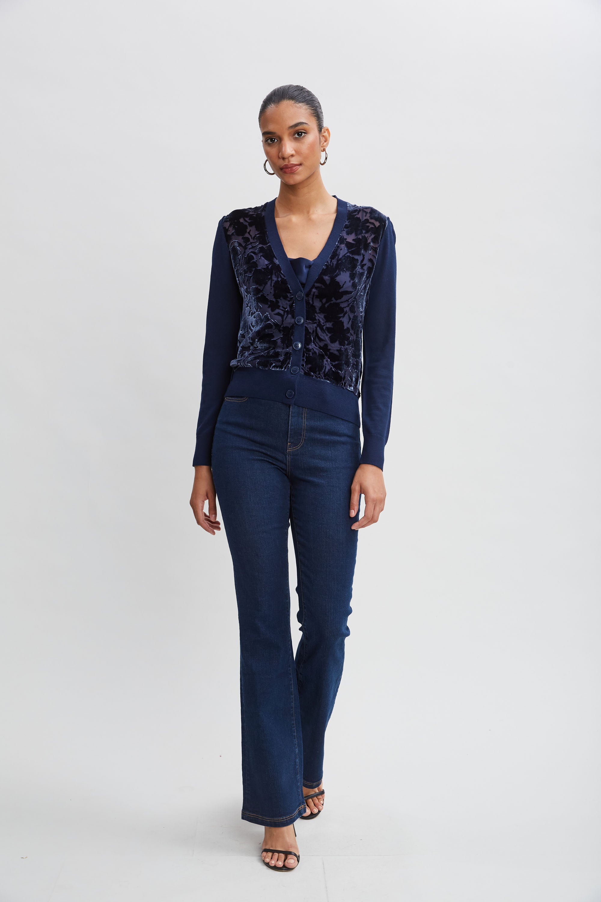 Soft & Cozy Burnout Velvet Cardigan for Women - Elegant Long Sleeve Open Front Sweater | Perfect for Fall Layering, Lounge Wear & Casual Outfits