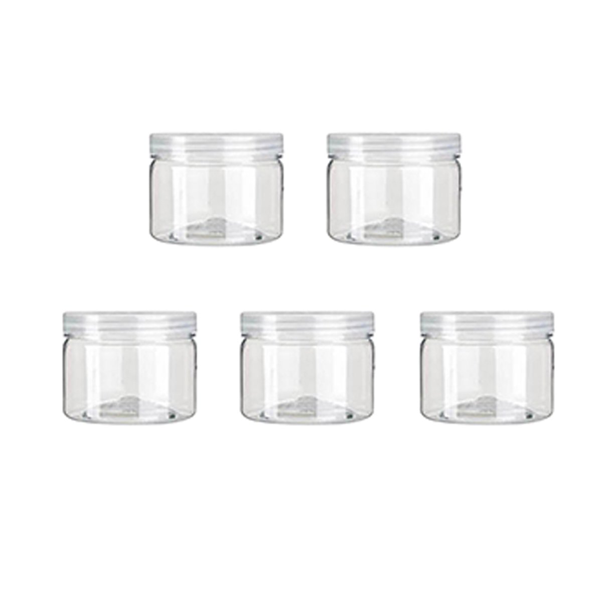 DOITOOL 5-Pack PET Plastic Empty Storage Containers with Lids - Airtight Cream Lotion Jars, Ointment Bottles & Food Containers for Makeup, Skincare, Travel & Kitchen Organization