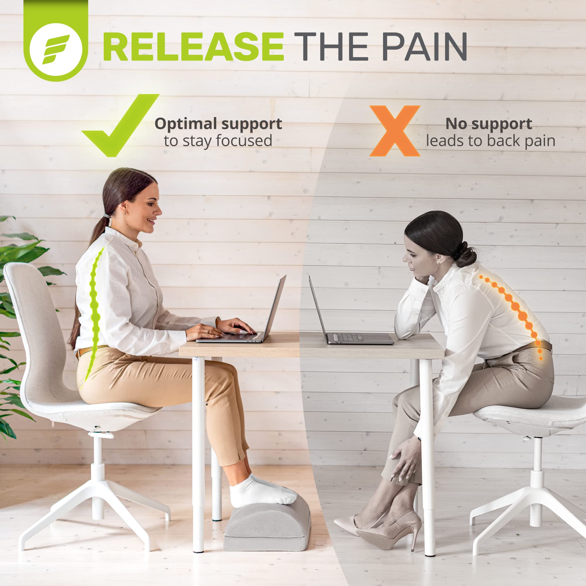 ErgoFoam Adjustable Under Desk Foot Rest - Chiropractor-Recommended Orthopedic Teardrop Design for Office & Home - 2-in-1 Premium Footrest for Lumbar, Back & Knee Pain Relief - Ergonomic Workspace Accessory (Grey) - Perfect for Long Hours Sitting at Computer Desk, Gaming or Studying