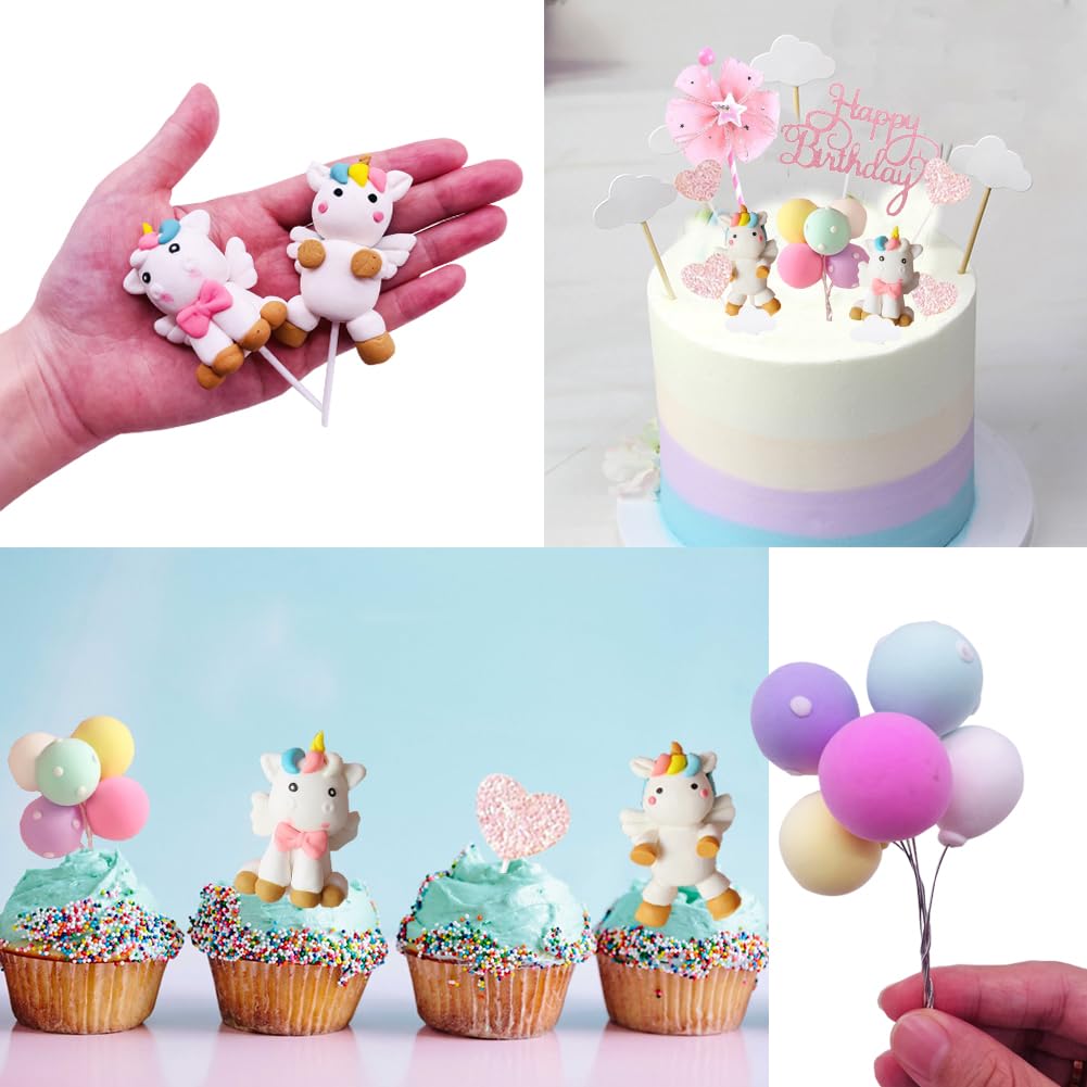 Unicorn Cake Topper - Rainbow Macaron Birthday Cake Decoration for Kids, Girls, Baby Shower Party | Happy Birthday Banner for Cakes, Cupcakes & Desserts