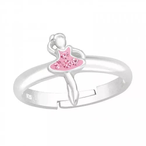 Girls Adjustable Silver Ballet Ring with Sparkling Crystals - Perfect for Dance Recitals, Ballet Performances & Special Occasions