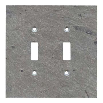 Decorative Vermont Slate Gray Electrical Switch Plate Cover - 2 Gang Double Toggle Outlet Wall Plate (5