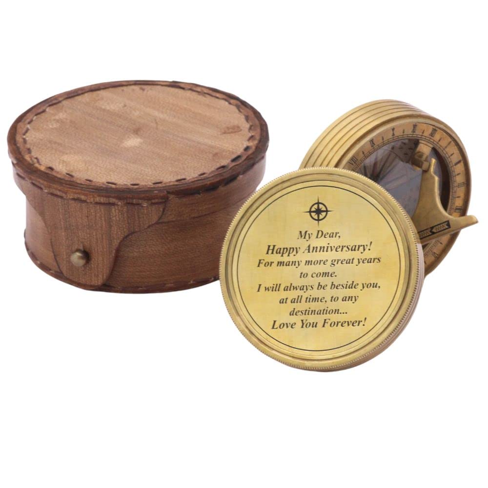 Engraved Brass Compass Gift for Husband - Romantic Bronze Keepsake for Men & Women - Personalized 5th 25th 50th Wedding Anniversary Present - Perfect for Outdoor Adventures & Travel Memories