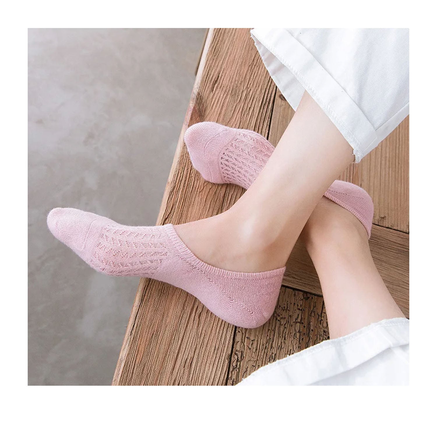 FLOOF Women's No Show Socks - Invisible Low Cut Liner Socks for Sneakers & Loafers - Breathable Comfort for Everyday Wear (Pink)