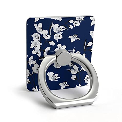 Casely Phone Ring Holder - Navy Cherry Blossom Floral Design | 360° Rotating Phone Grip with Strong Adhesive | Reusable & Removable Sticker for All Phones | Perfect for Selfies, Videos & Secure One-Handed Use