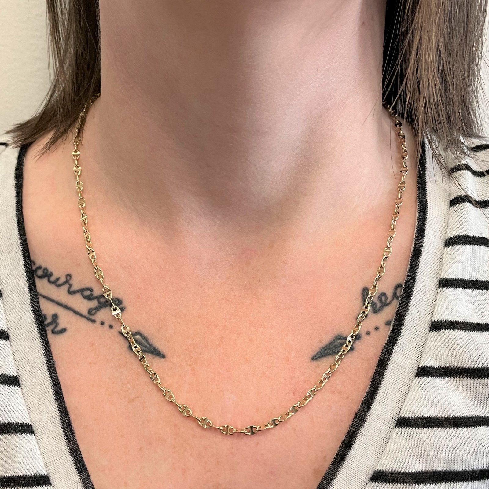 10K Yellow Gold Anchor Chain Necklace for Women - 20