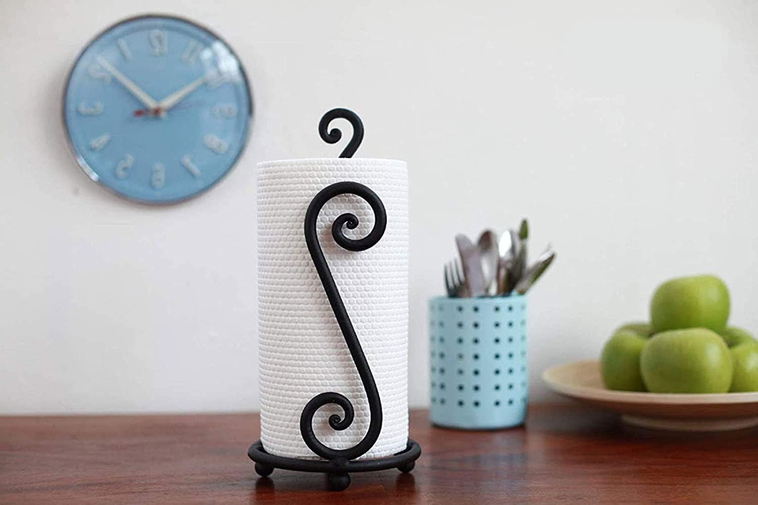 Decorative Wrought Iron Paper Towel Holder & Toilet Paper Holder - Handcrafted Bathroom & Kitchen Organizer for Stylish Home Decor