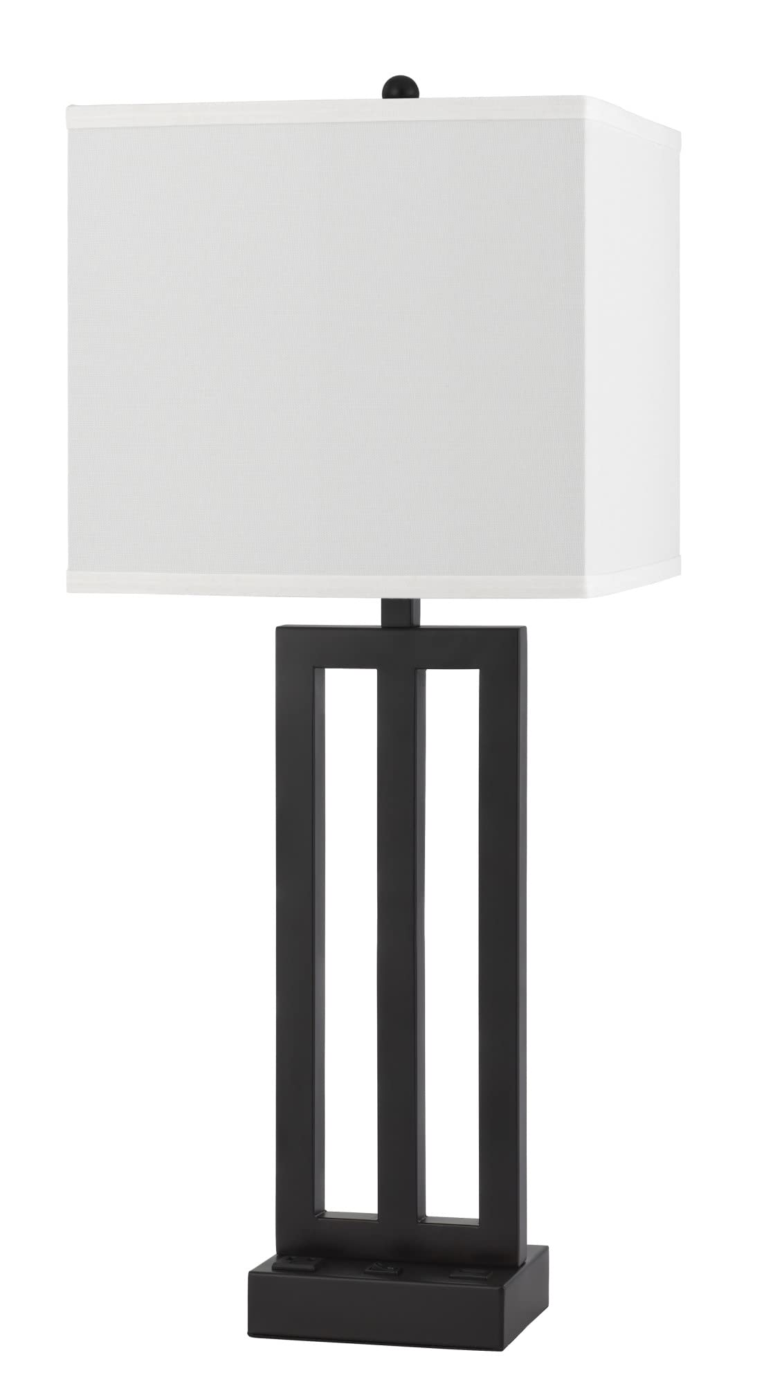 Cal Lighting LA-8042TB Modern Metal Nightstand Lamp with USB Charging Port & Power Outlet - Antique Bronze Finish for Bedroom, Living Room, or Office Decor