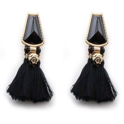 Chunky Tassel Earrings for Women - Stylish Black Dangle Drop Earrings | Perfect for Parties, Weddings & Everyday Wear