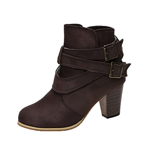 Stylish Western Ankle Boots for Women - Fashionable Buckle Heel Boots with Belt Detail | Perfect for Casual Outfits, College Wear & Cowgirl Style