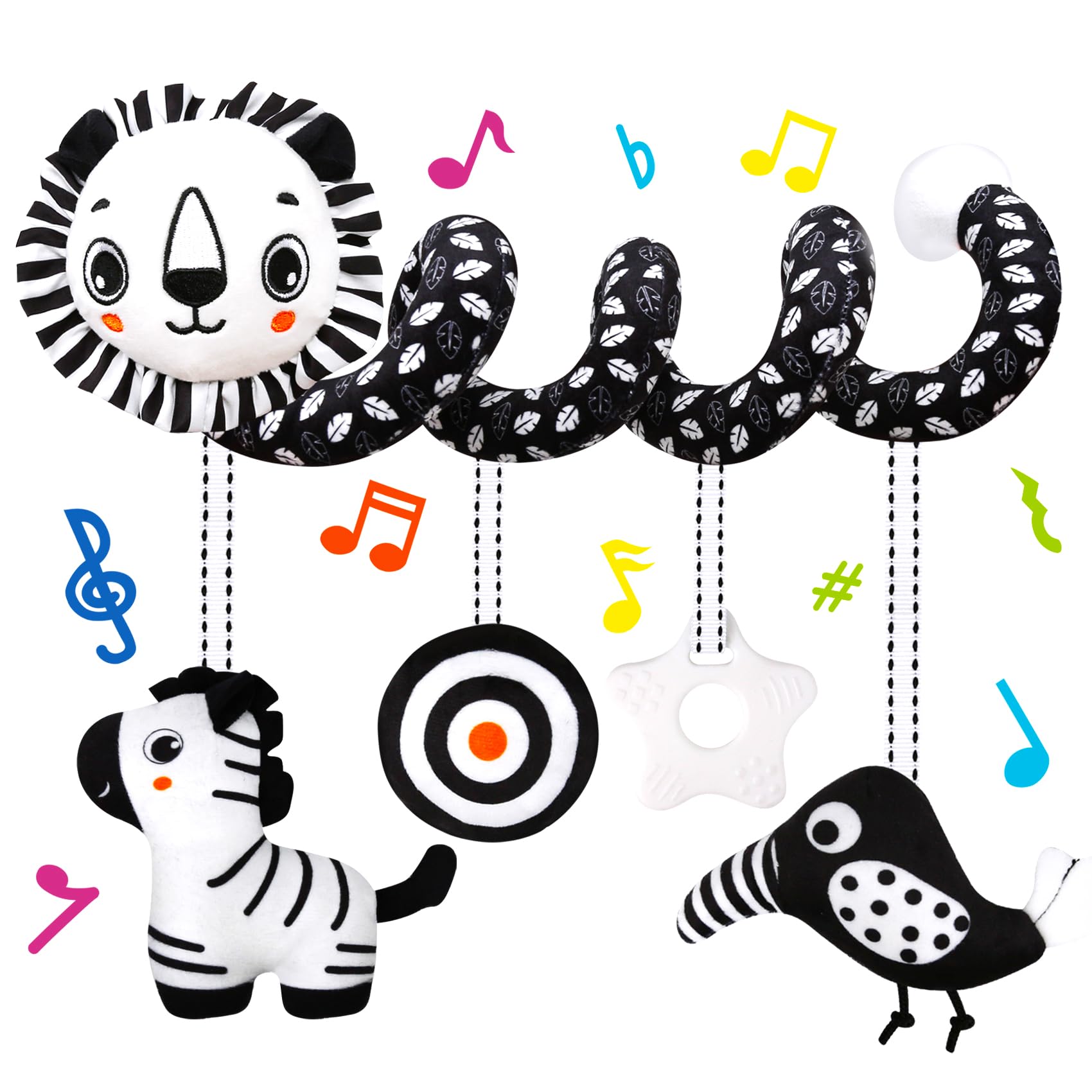 High Contrast Black and White Baby Toys for Newborns 0-6 Months - Sensory Development Hanging Car Seat & Stroller Toys | Perfect Easter, Birthday & Baby Shower Gift for Boys & Girls | Stimulates Visual Growth & Soothing During Travel